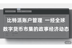 比特派账户管理  一经全球数字货币市集的政事经济动态